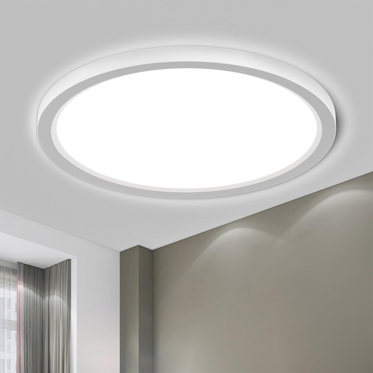 Lampa sufitowa LED okrągła płaska IP44 18W 6000K, do salonu kuchni biura, 220x24mm