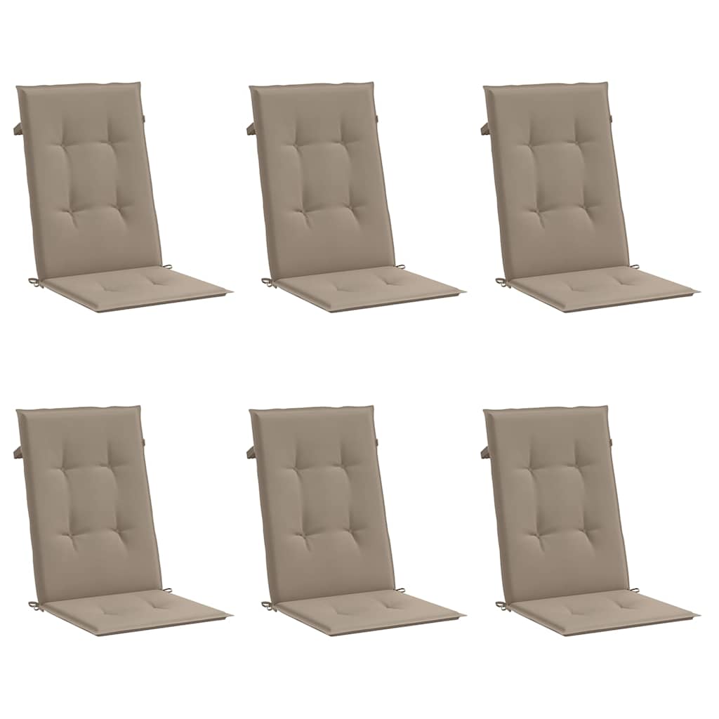 6x Poduszka Ogrodowa na Krzesło 50x120 cm Odporna na Wodę Szarobrązowa