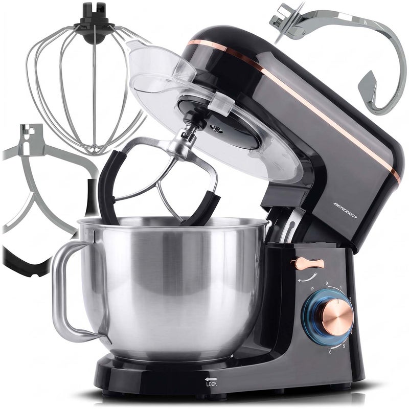 Robot kuchenny planetarny mikser Berdsen BD-756 1400W stal nierdzewna 6l czarno-złoty