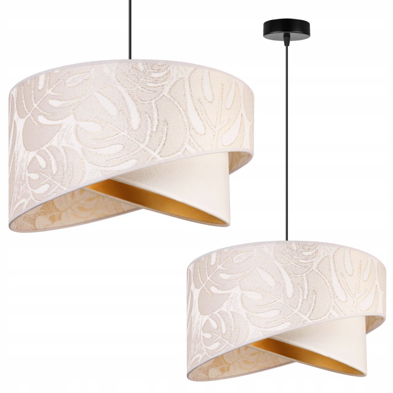 Lampa sufitowa wisząca Light Home LH Werona 1x E27 60W abażur 45cm tkanina ecru/czarny
