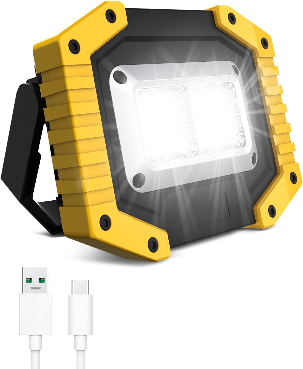 Reflektor LED 45 W z akumulatorem – 3 tryby oświetlenia, 3000 lm, wodoodporny, idealny do ogrodu i na kemping