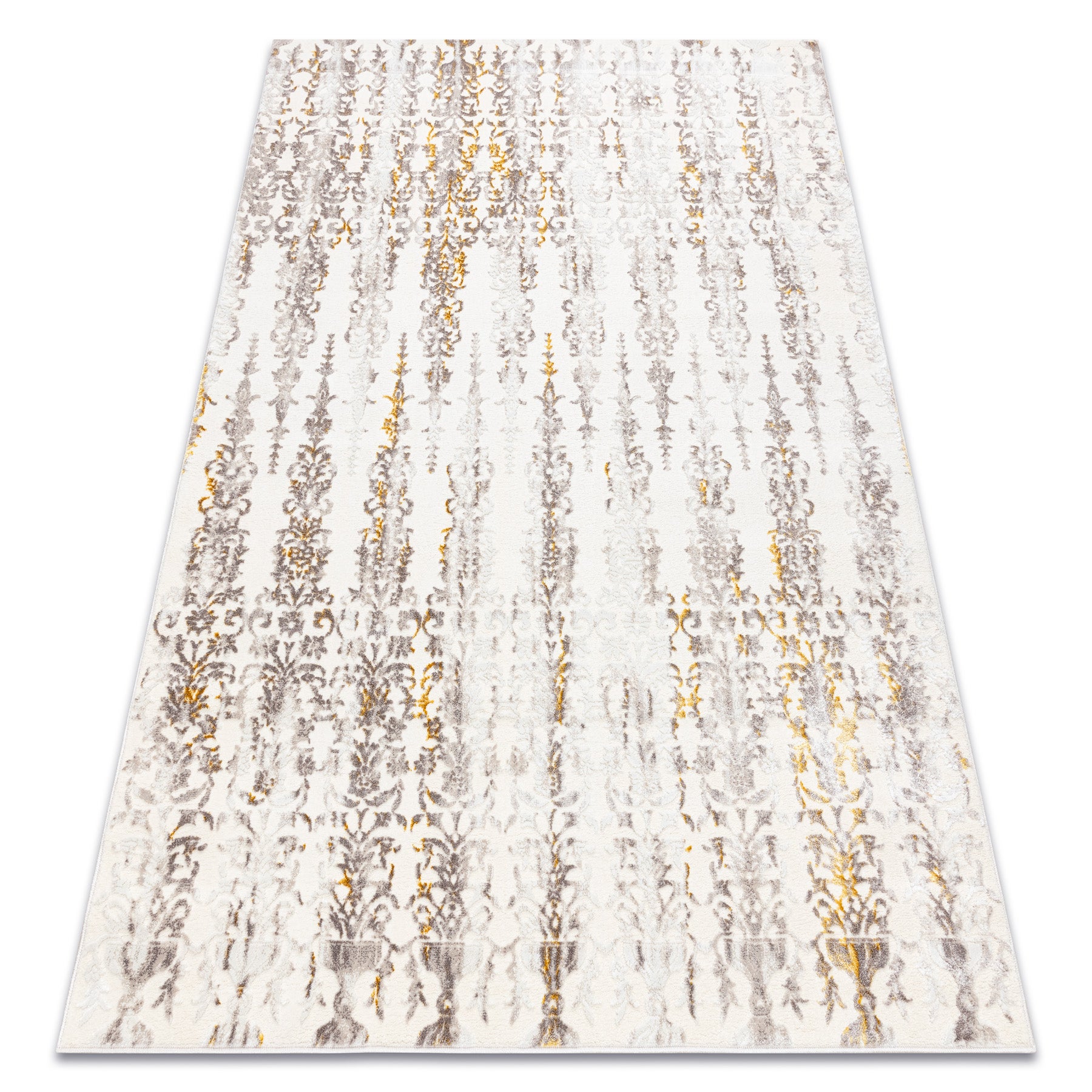 Dywan CORE 241A Ornament Vintage - Strukturalny, dwa poziomy runa, beż / złoty 160x220 cm