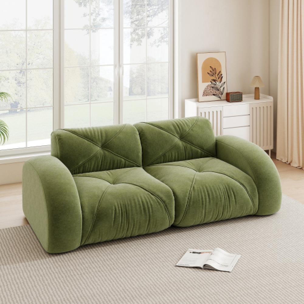Sofa bezramowa, modułowa sofa 2-osobowa, pianka o wysokiej gęstości 32D, wygodna tkanina szenilowa, konstrukcja antypoślizgowa, nie wymaga montażu.