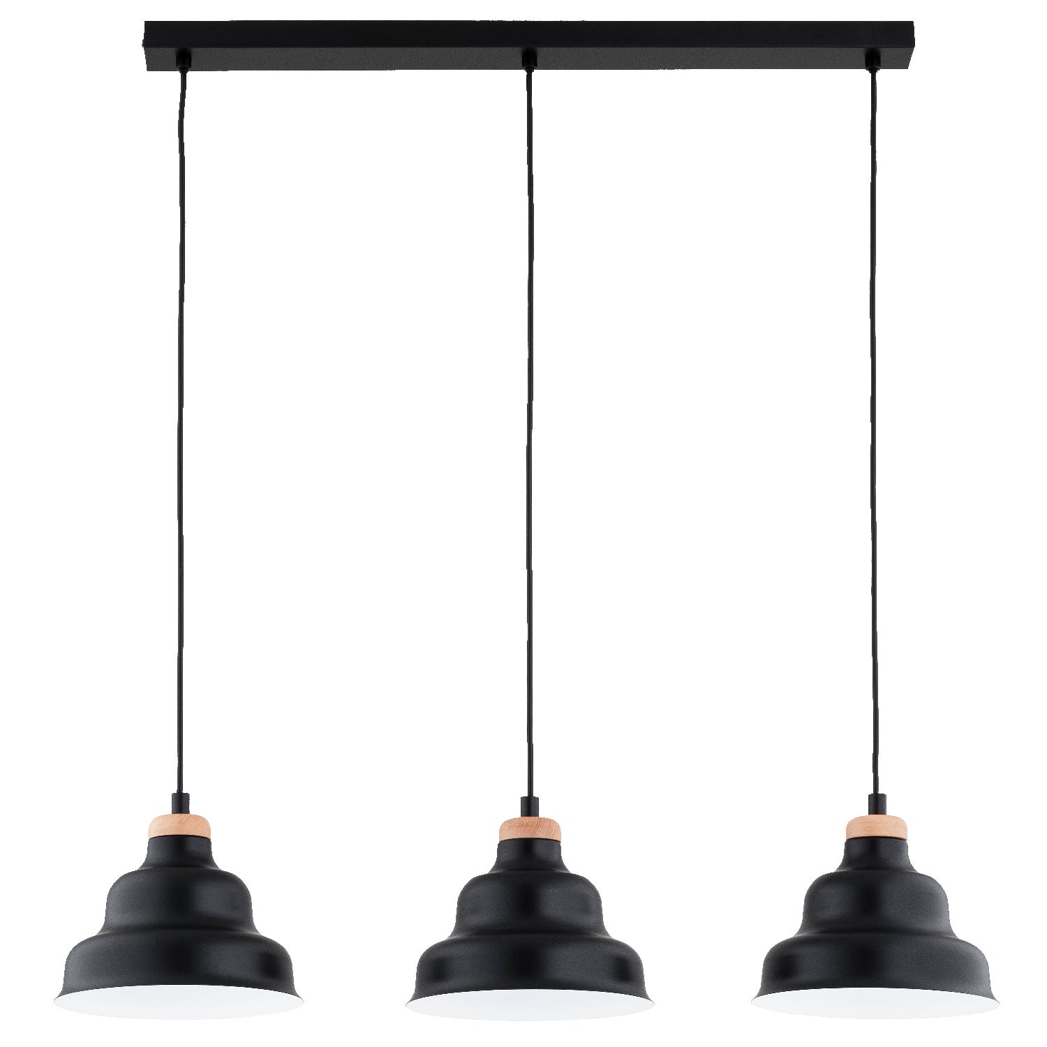 Lampa wisząca BAŁWANEK czarna-jasne drewno-biała 3 x E27 x 15W wym: 90 x 84 x 21,5 cm Alfa