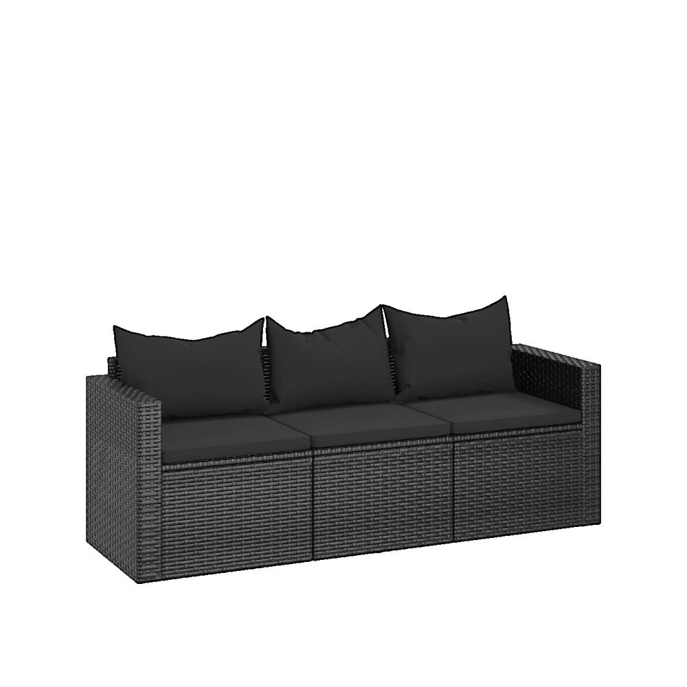 Sofa ogrodowy vidaXL z rattanu syntetycznego czarny 3 miejsca wygodne