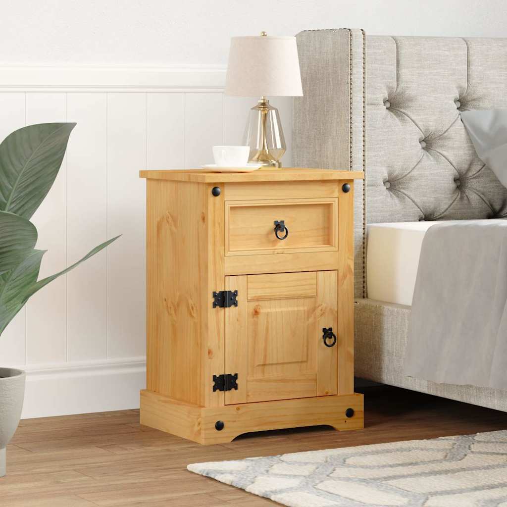 Stolik nocny VidaXL z drewna sosnowego 53x39x66 cm, kolor brązowy