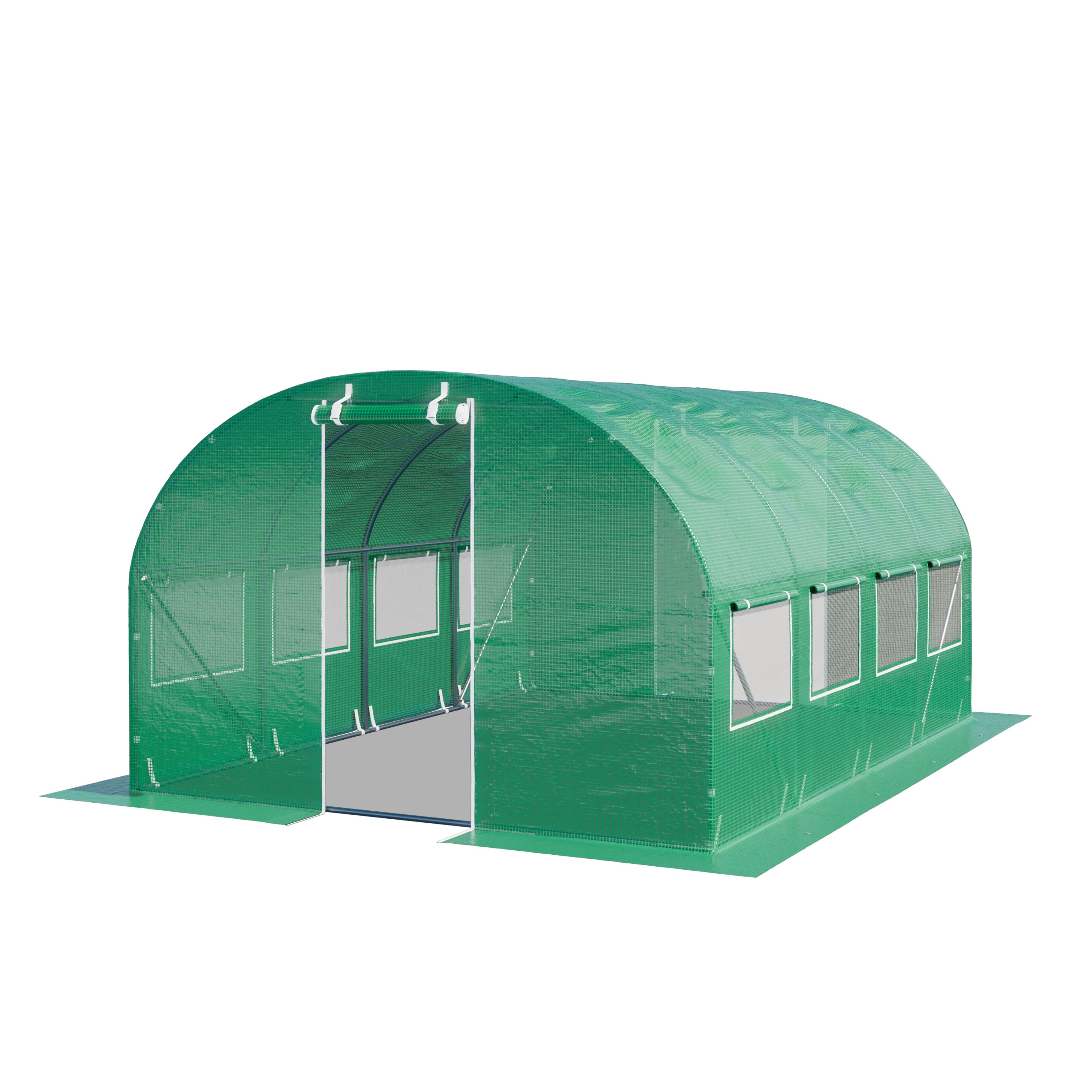 TOOLPORT Tunel foliowy Szklarnia foliowa 3x4m z oknami - Plandeka PE o gramaturze 180g/m² zielony przezroczysta