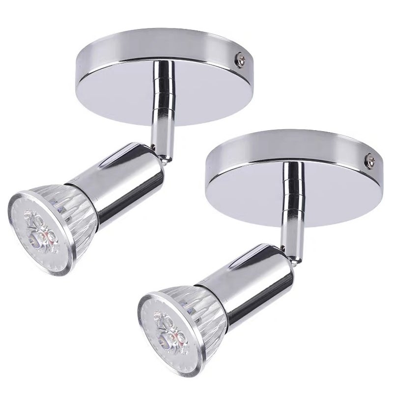 Zestaw 2 reflektorów sufitowych LED, nowoczesne lampy sufitowe, reflektor sufitowy GU10, reflektor obrotowy o 330°, spot ścienny, kinkiet
