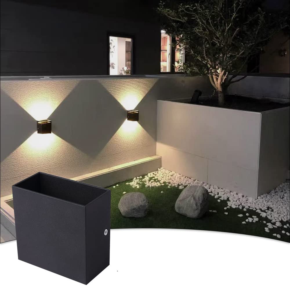 Nowoczesny kwadratowy kinkiet wewnętrzny, ściemnialne światło LED, ciepłe światło, czarna obudowa ， 10 * 10 * 5 CM (przełącznik nie jest dołączony)