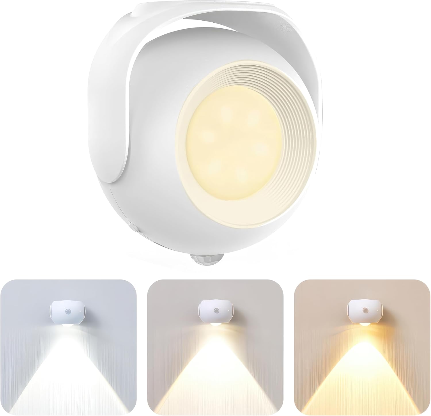 Lampka nocna aktywowana ruchem – akumulatorowa lampka nocna z 3 temperaturami barwowymi i regulowaną intensywnością do pielęgnacji oczu