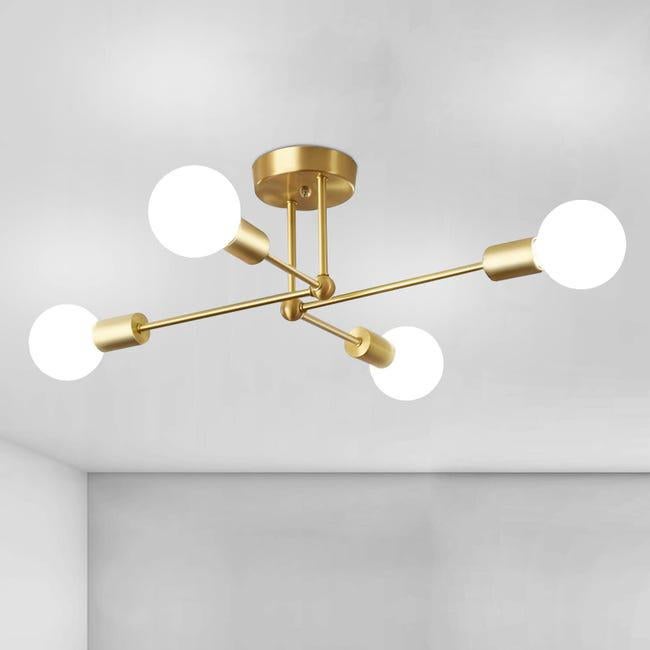 Żyrandol w stylu vintage Sputnik, industrialna lampa sufitowa z czterema źródłami światła, lampy sufitowe z żelaza, projekt DIY, trzonek E27, białe św