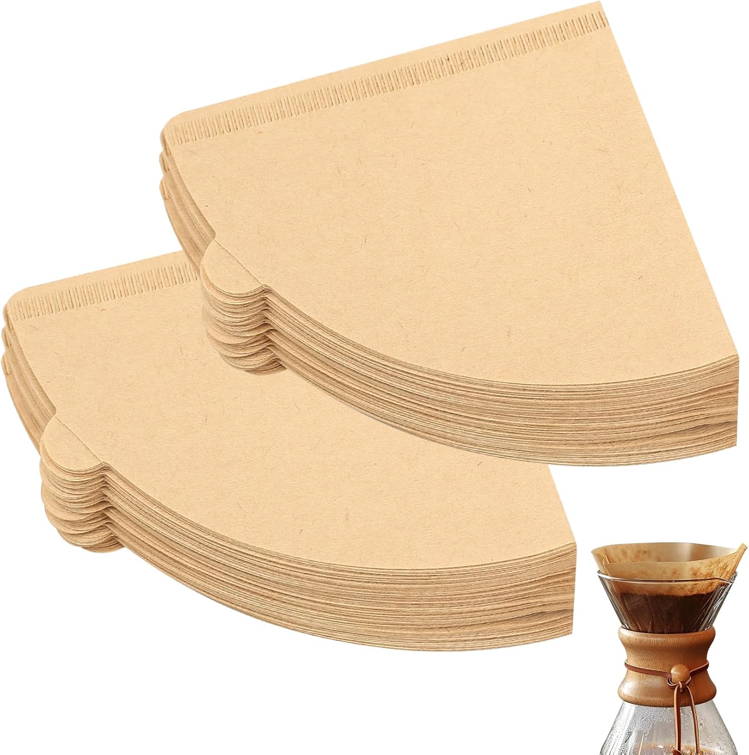 Zestaw 200 filtrów do kawy z niebielonego papieru, rozmiar 2, w kształcie litery V, do ekspresów do kawy i przelewowych.