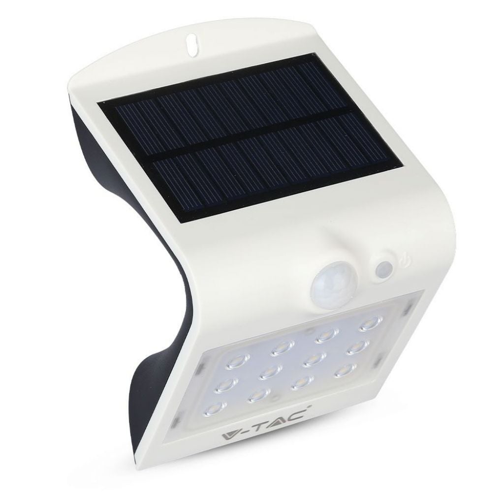 Kinkiet LED 1,5 W, 150 lm/W, 14 diod LED, zasilany baterią słoneczną, z czujnikiem ruchu PIR, biały 4000 K, IP65