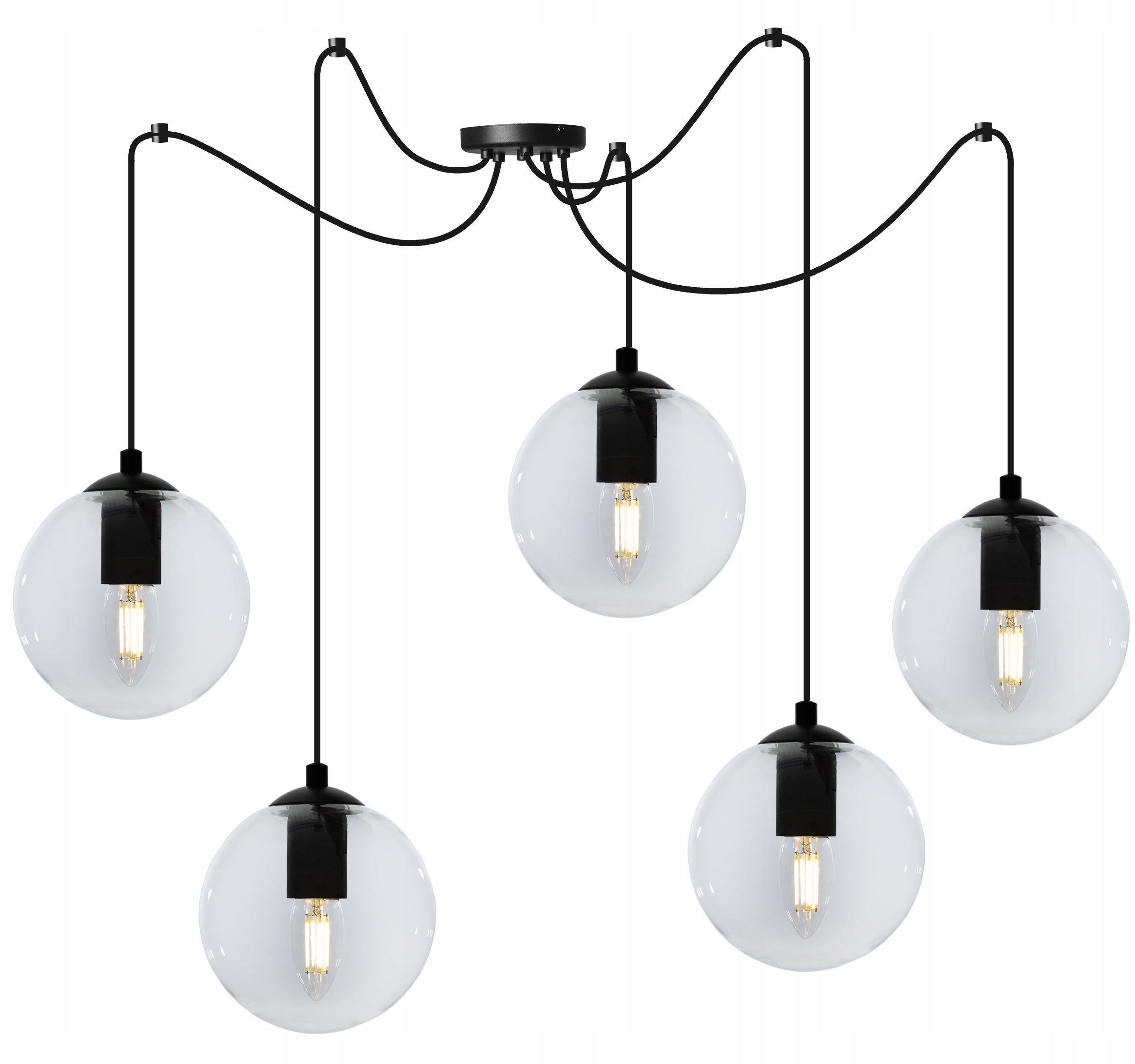 Lampa sufitowa wisząca Light Home LH Spider Paris 5x E27 abażur kule przezroczyste boho