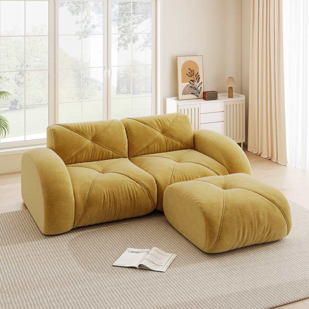 Modułowa sofa 2-osobowa, miękka szenila 32D, bezramowa z haczykiem, konstrukcja antypoślizgowa, nowoczesny komfort salonu