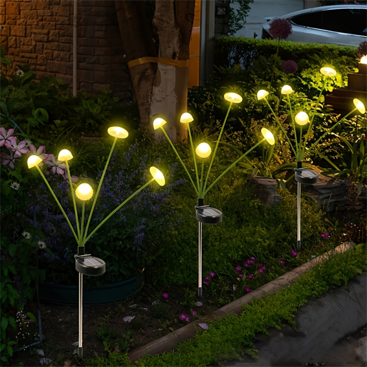 Lampy solarne w kształcie grzybów, 2 tryby oświetlenia, dekoracja ogrodu, idealne do trawnika, alejek i oświetlenia zewnętrznego