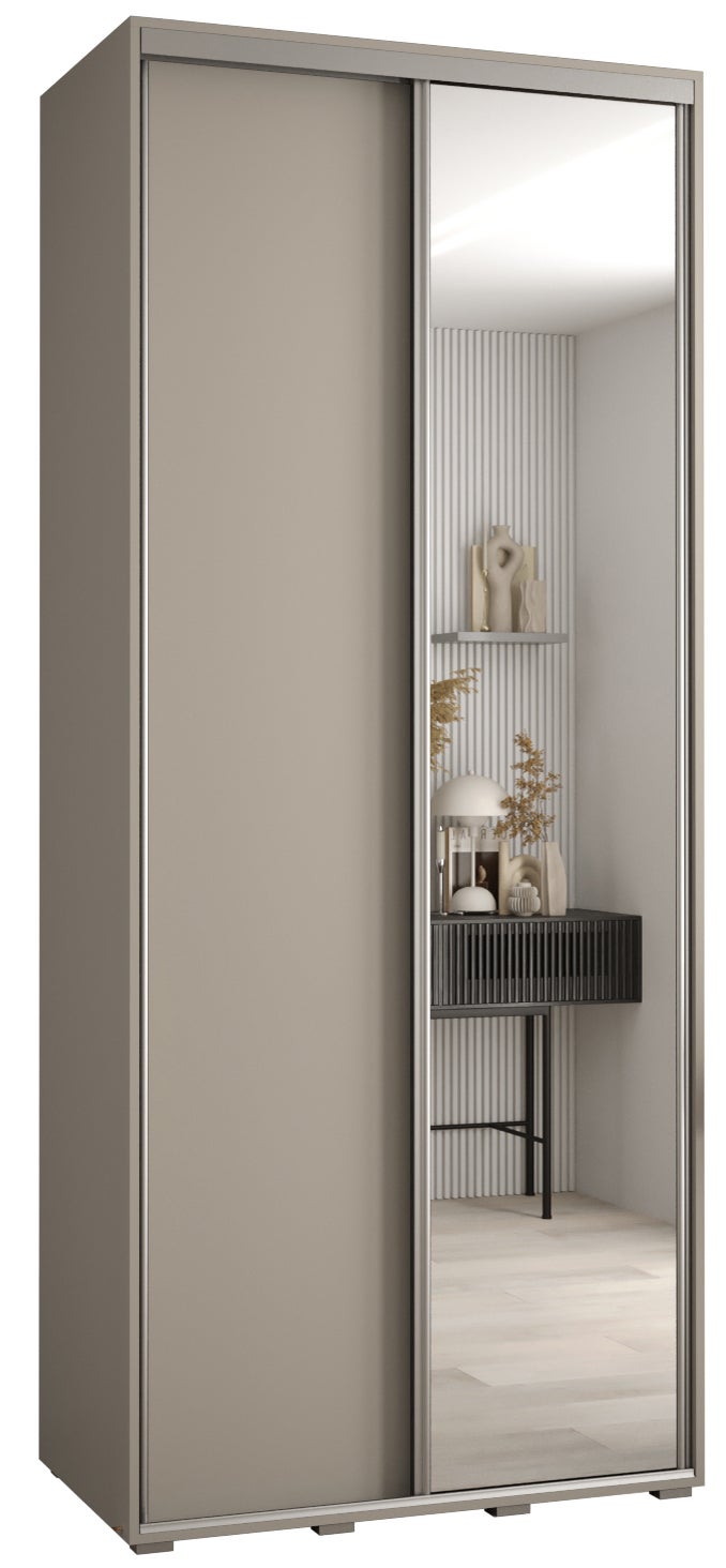 Szafa przesuwna z lustrem wysoka Dakota 3 100 x 60 x 235,2 cm kaszmir + u. Srebrny - Abiks Meble