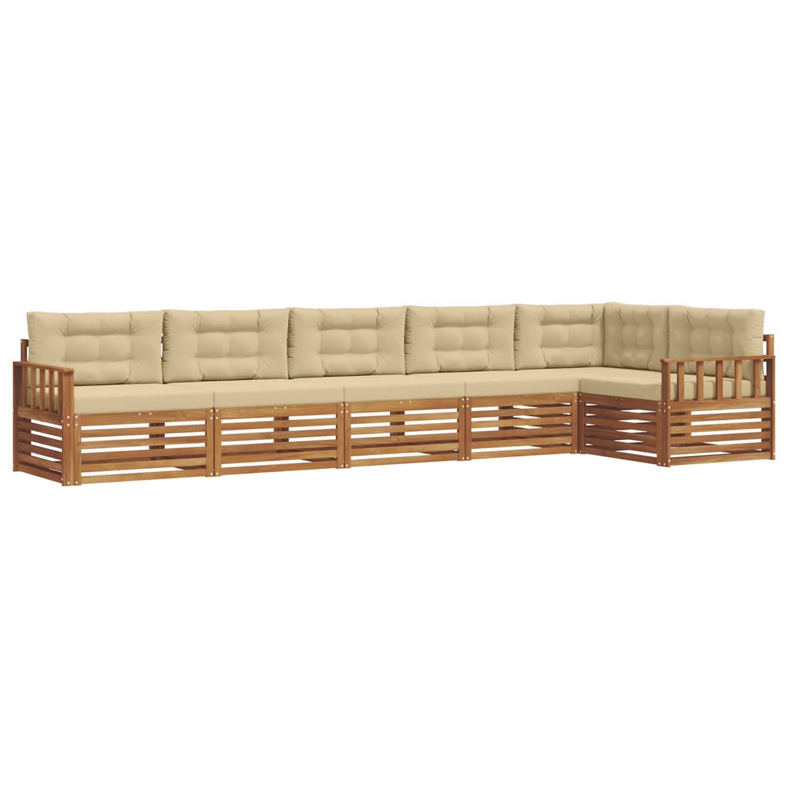 Zestaw sof na zewnątrz z poduszką 6 pcs Naturalny i Beżowy