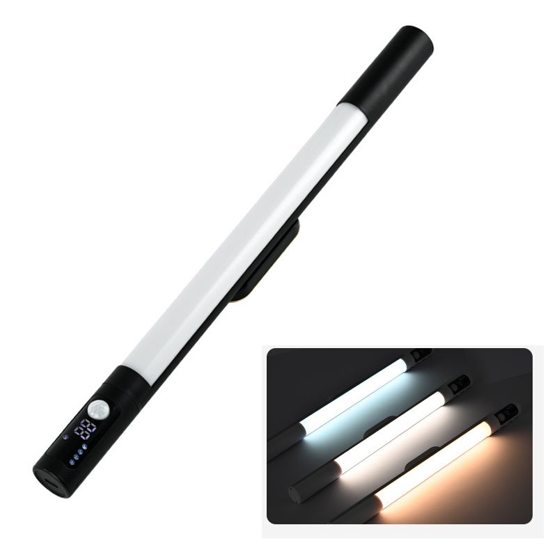 Akumulatorowa lampa LED z czujnikiem ruchu, oświetlenie podszafkowe z wyświetlaczem, oświetlenie 3-tonowe, kinkiet – Czarny – 2000 mAh