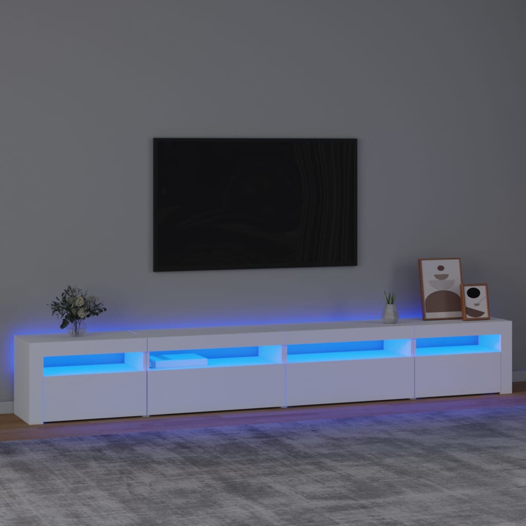 Szafka pod TV z oświetleniem LED, biała, 270x35x40 cm vidaXL