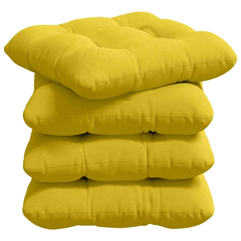 Poduszki na siedziska 4 pcs tkanina Jasnożółty 45 x 45 x 12 cm