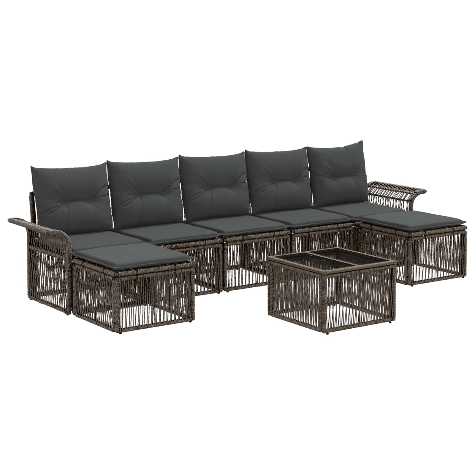 Zestaw Sof na Ogród 8 pcs Szary polirattan vidaXL