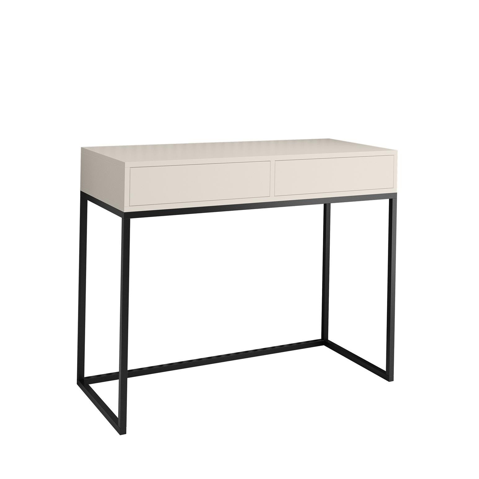Nowoczesna toaletka 100 CUBIC w kolorze kaszmirowym na czarnym metalowym stelażu – Elegancka toaletka do loftowych wnętrz