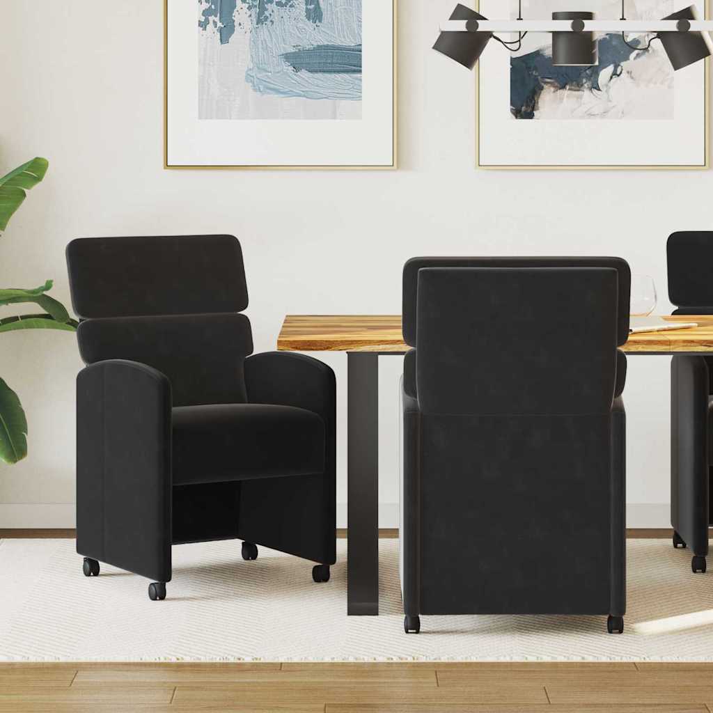 Krzesełka jadalne na kółkach 2 pcs Czarny 58 x 65 x 98 cm vidaXL