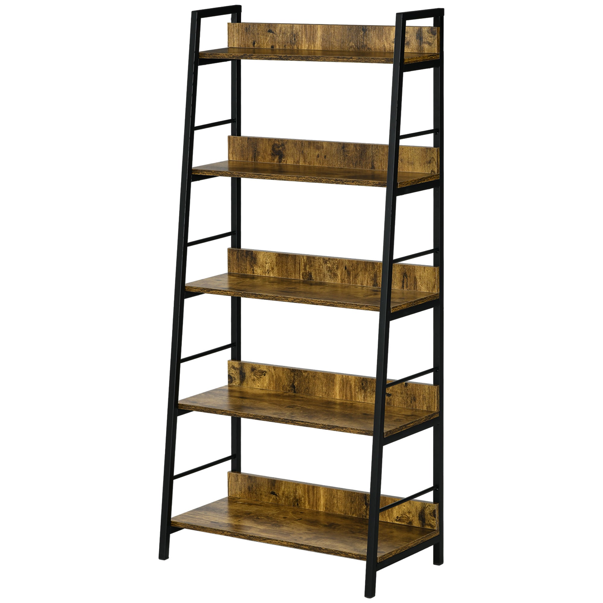 Regał skośny w stylu industrialnym z 5 półkami, 70 dł. x 35 szer. x 150 wys. cm