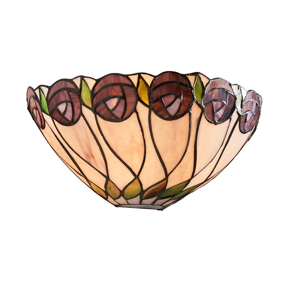 Kinkiet ścienny róże HUTCHINSON czarny 1xE14x15W szkło wym:15x31,5x19cm IP20 Tiffany