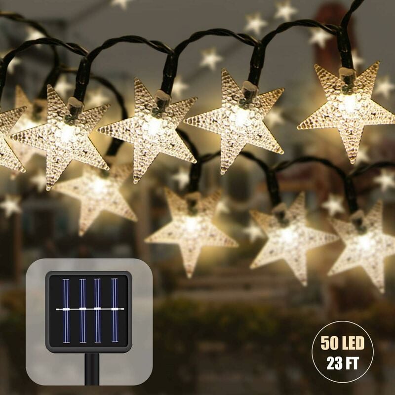 Girlanda Świetlna Zewnętrzna Solarna LED Wodoodporna Gwiazda Świąteczna Lampka Solarna Dekoracyjna na Imprezę Wesele Ogród Sklep Dom na Zewnątrz