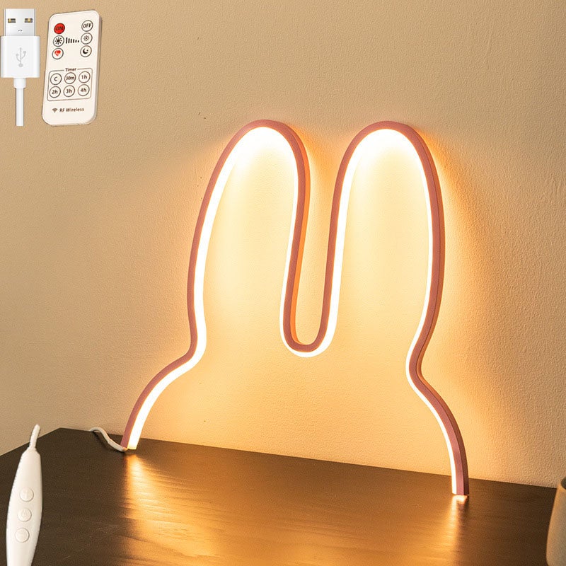 Neonowa lampa LED lampa modelująca Miffy Królik Brązowy Niedźwiedź oświetlenie wewnętrzne zasilanie USB do sypialni na imprezę x cm różowa
