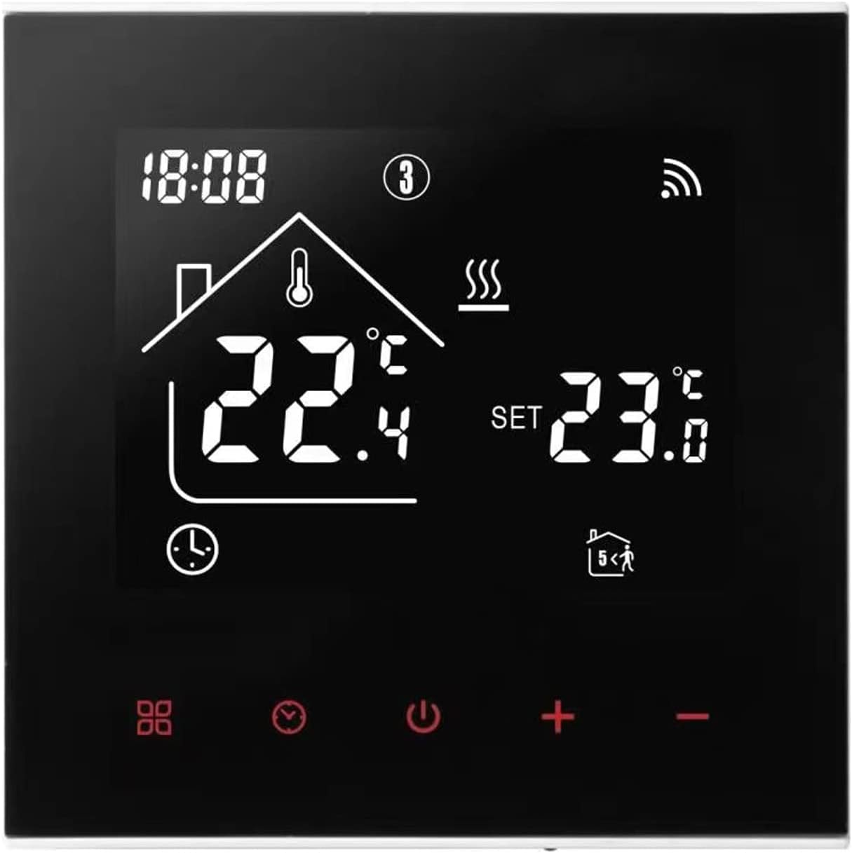 Inteligentny termostat Tuya z ekranem dotykowym LED WiFi, kompatybilny z Alexą i Google Home, ogrzewanie podłogowe wodne, 3 A – czarny
