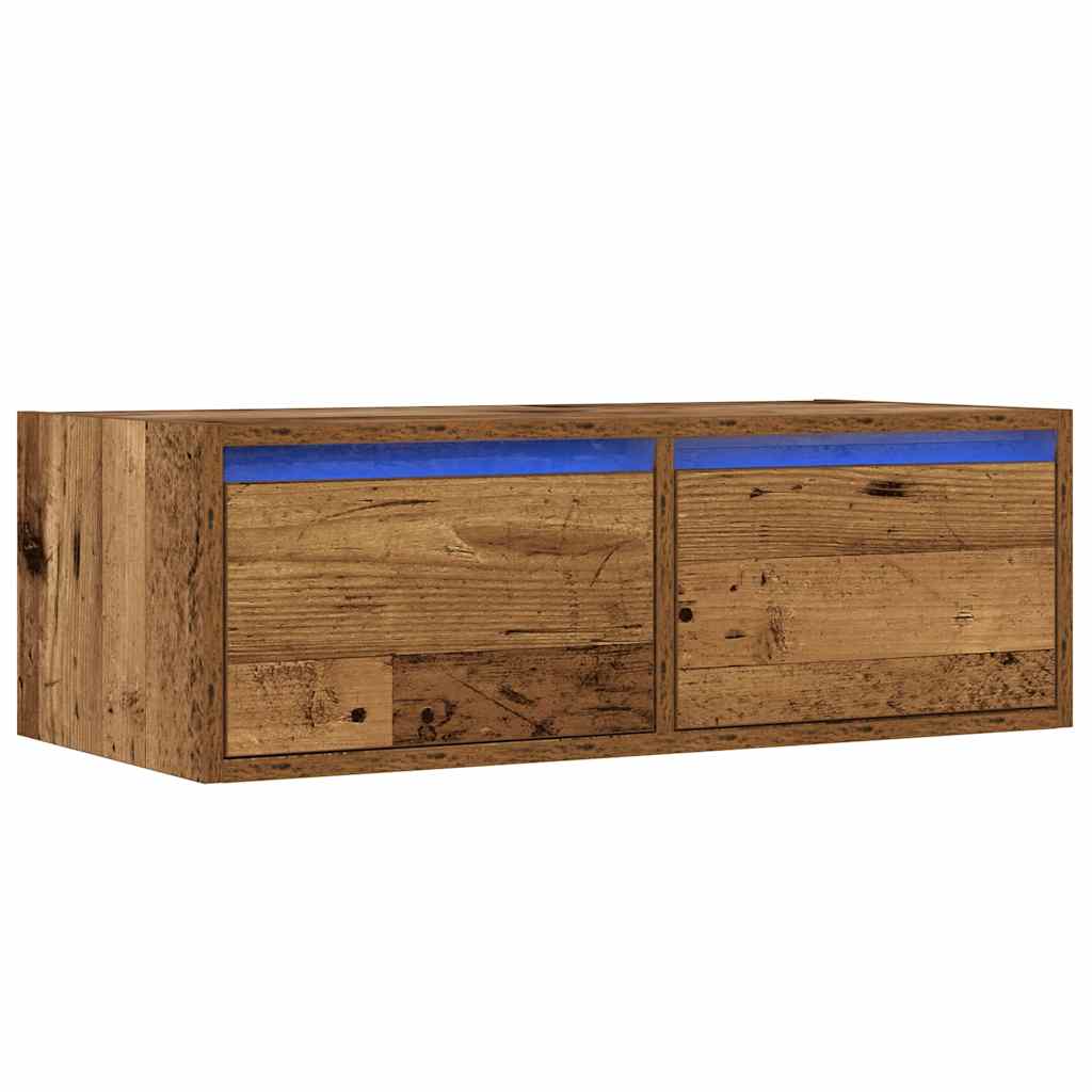Szafka pod TV z oświetleniem LED, stare drewno, 75x35,5x25 cm