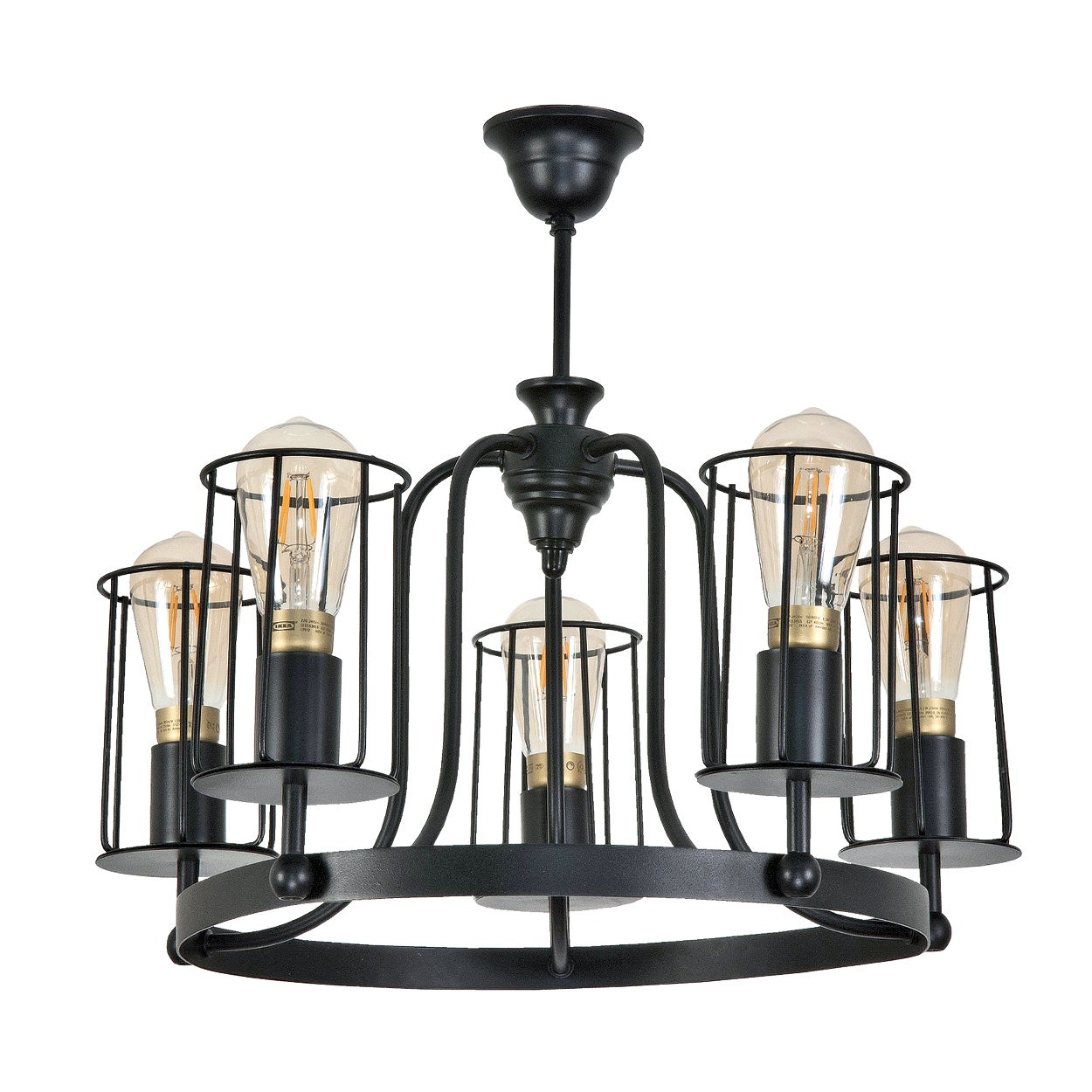 Lampa sufitowa wisząca TORI czarna do salonu 5xE27 industrialna loft IP20 koszyki Edylit