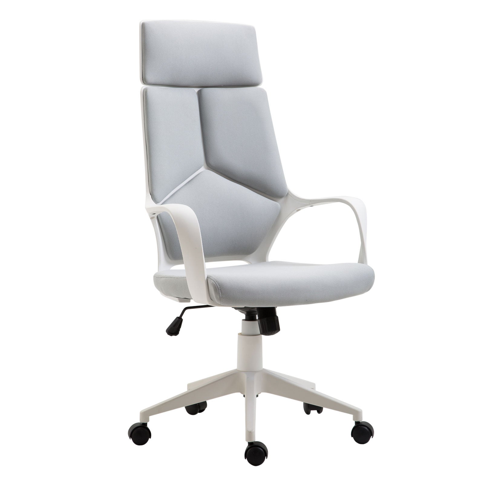 Fotel biurowy bujany, fotel dyrektorski materiałowy, regulowany na wysokość i obrotowy, 63 x 63 x 117-127 cm, szary