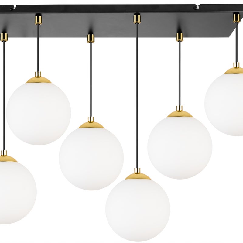 Lampa sufitowa wisząca Light Home LH Florence 6x E27 abażur kule złote/białe boho