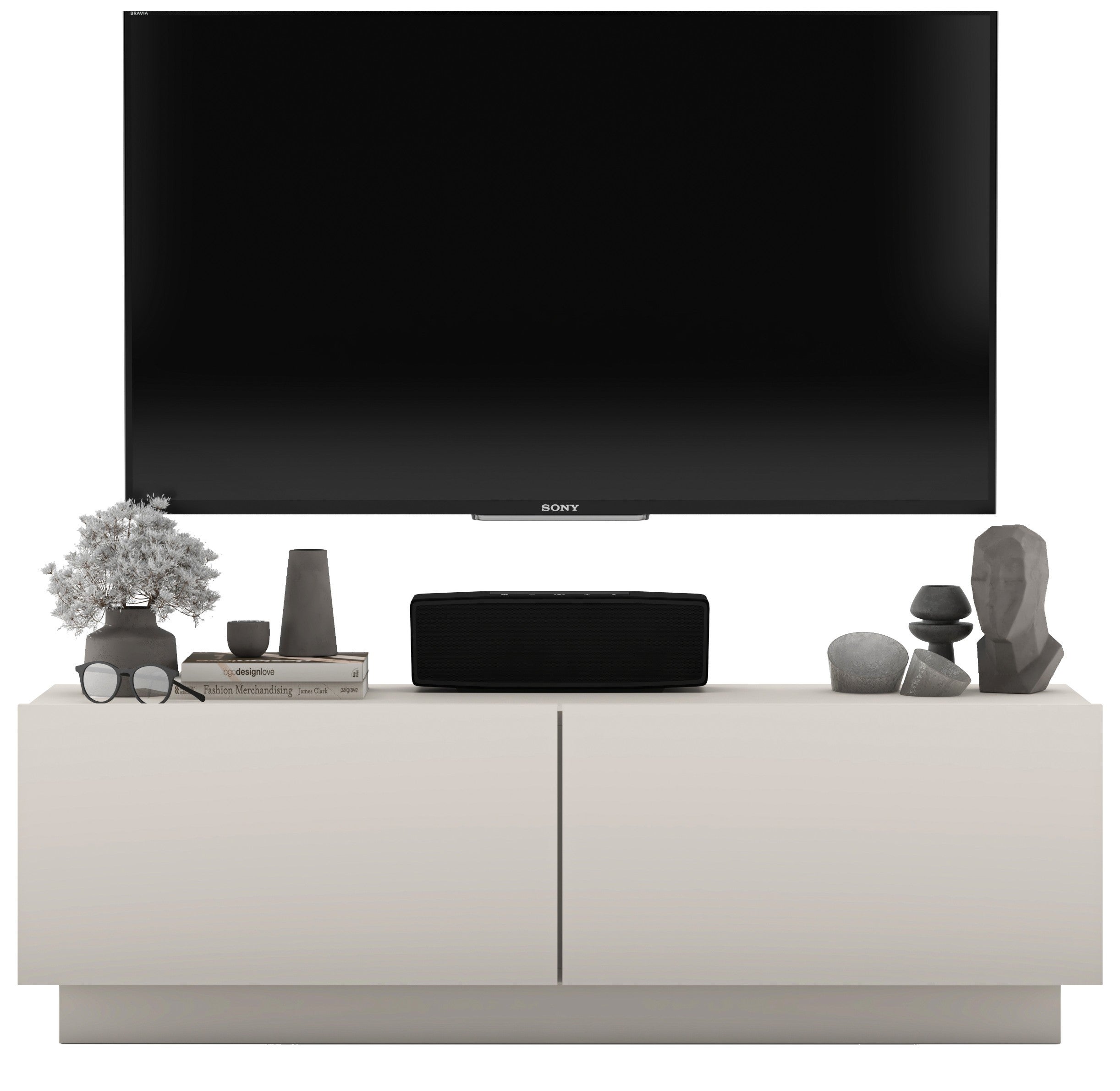 Uniwersalna szafka RTV 120 cm kaszmir mat, mała komoda RTV do nowoczesnego salonu