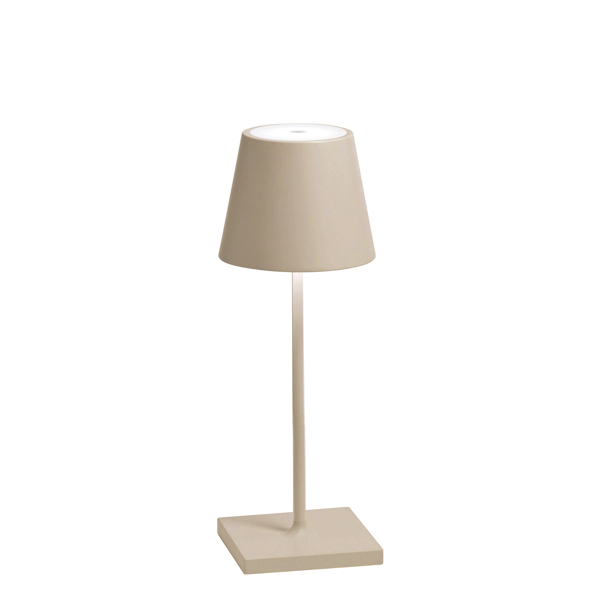 Lampa stołowa LED Zafferano Poldina Pro Mini Sand z możliwością ładowania i ściemniania, z czasem pracy baterii do 12 godzin