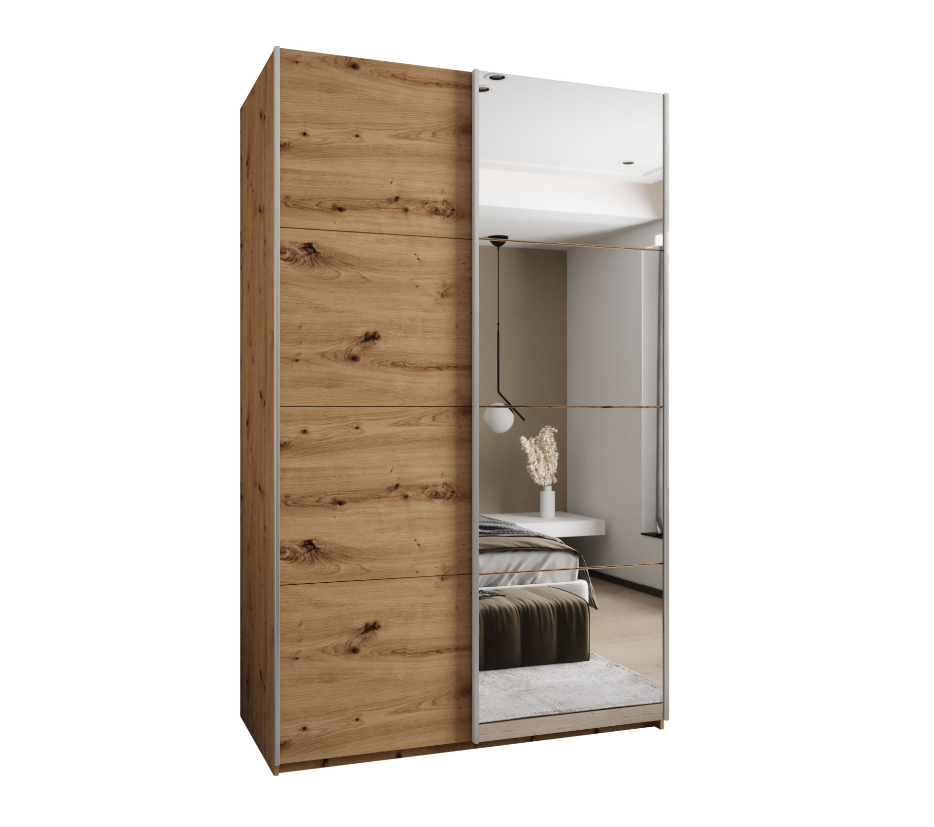 Szafa przesuwna wysoka Lux 3 160 x 64 x 245,5 cm artisan + artisan + u. srebrny - Abiks Meble