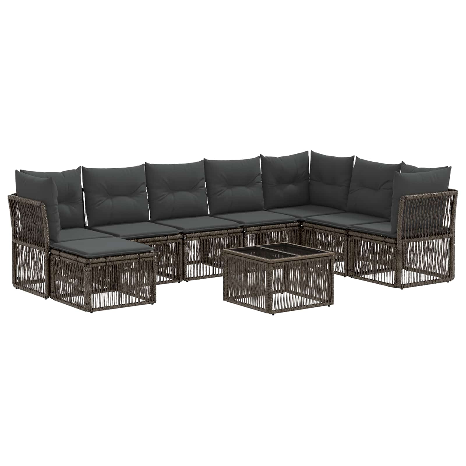 Zestaw Sof na Ogród 9 pcs Szary polirattan vidaXL