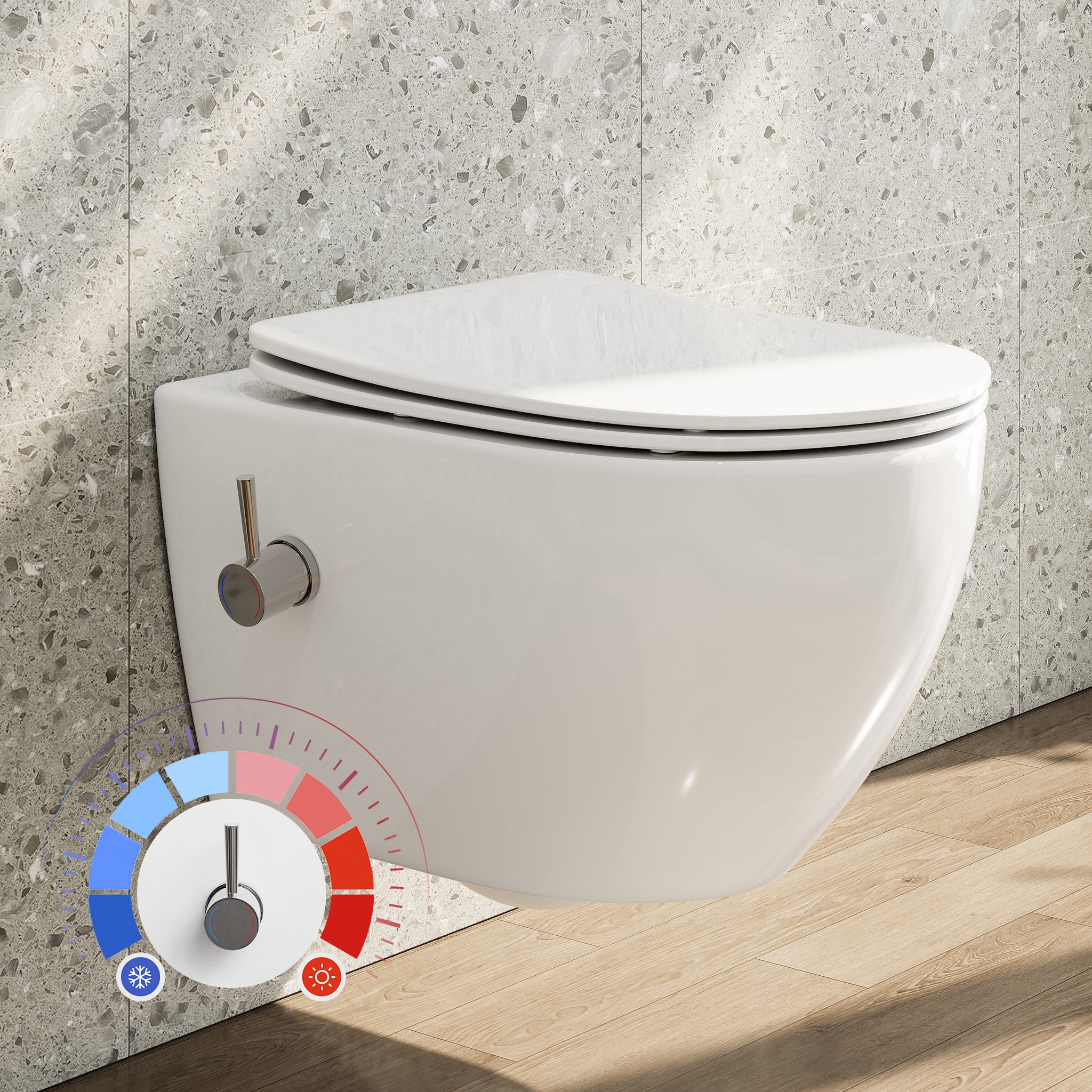 HOROW Kompletna, bezramowa, stojąca toaleta ze zbiornikiem, ceramiczna, stojąca toaleta, podwójny system spłukiwania, 60×37×82 cm