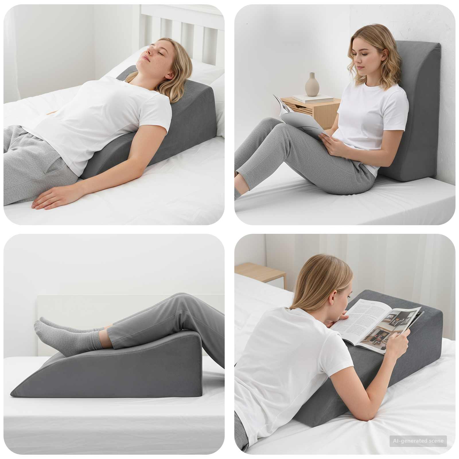 Poduszka na nogi Szary 68 x 41 x 21 cm Pianka PU vidaXL
