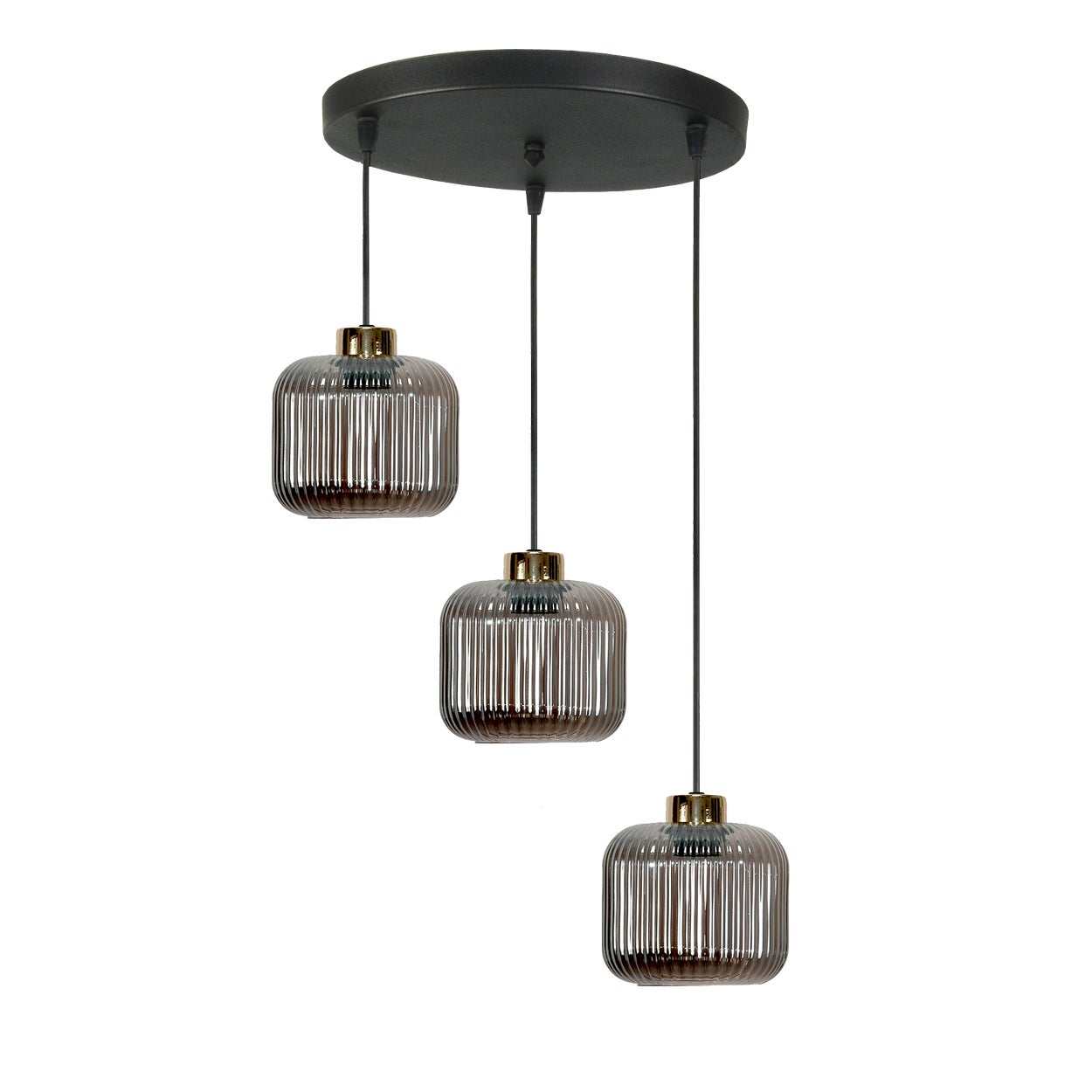 Lampa wisząca czarna do salonu 3 punktowa industrialna loft KORN E27 Edylit