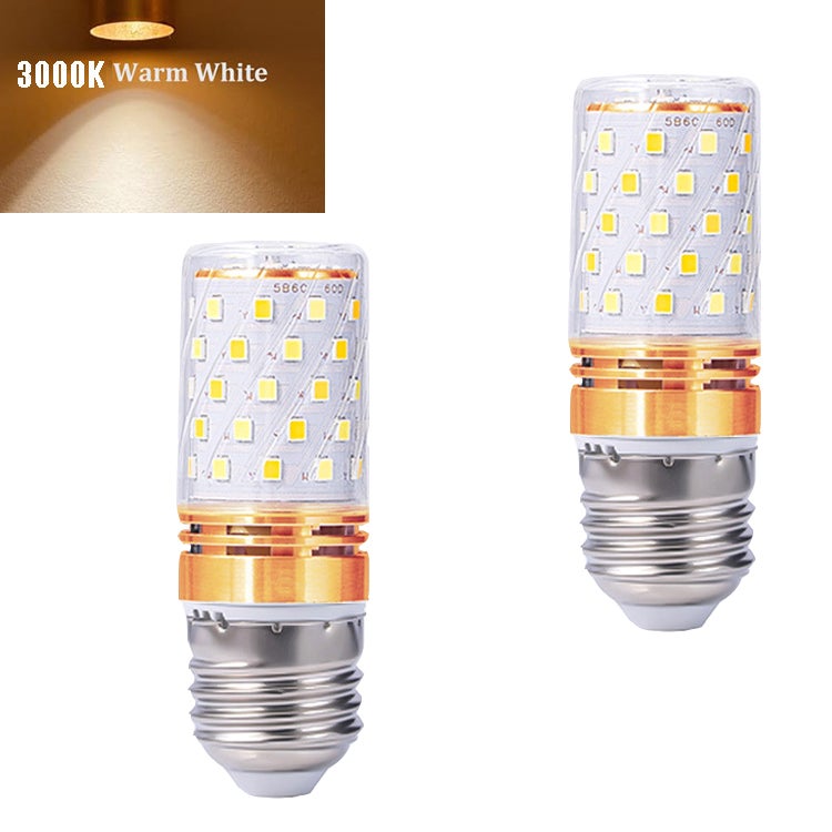 2 żarówki LED E27, ciepłe światło 3000K, 8,3 x 3 cm, idealne do sypialni lub salonu - złote (12 W)
