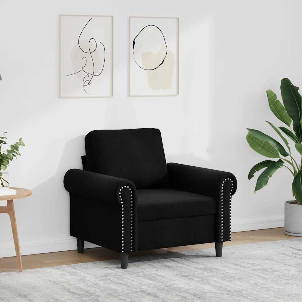 Fotel, czarny, 60 cm, obity aksamitem vidaXL