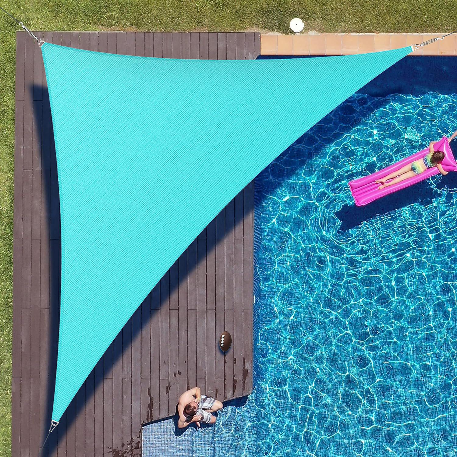 Trójkątny żagiel przeciwsłoneczny 3 x 3 x 3 m, wodoodporny, ochrona UV, na patio, do ogrodu, na zewnątrz, na balkon, niebieski