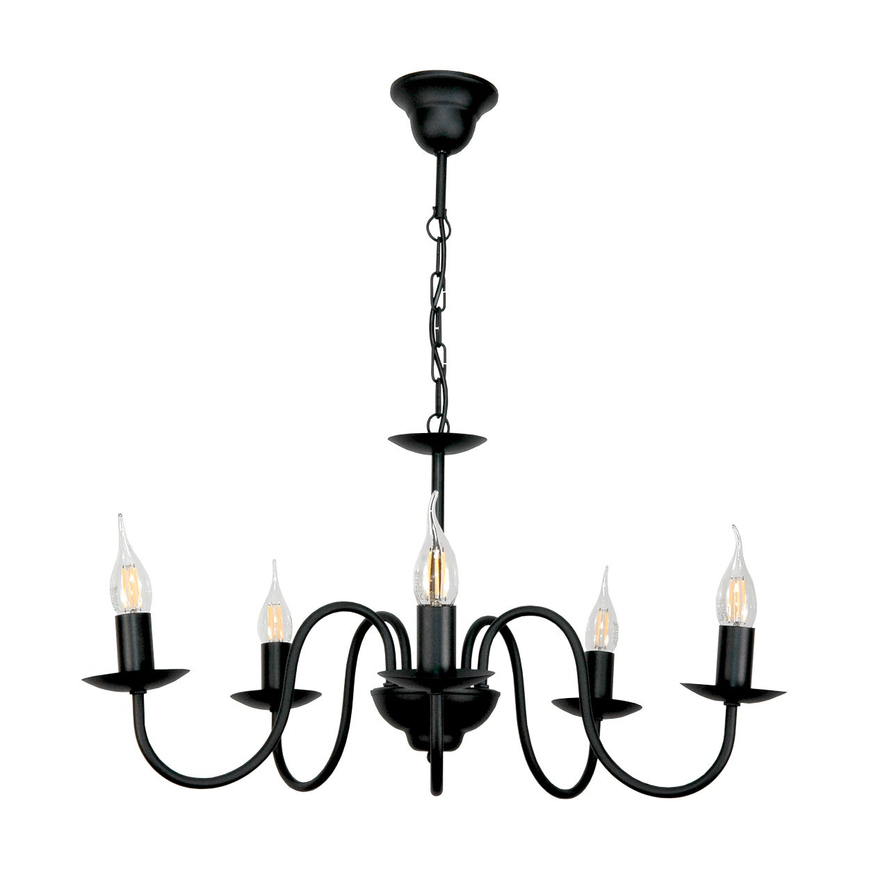 Żyrandol czarny do salonu 5xE14 KANDELE industrialny loft świecznikowy 63x65cm Edylit