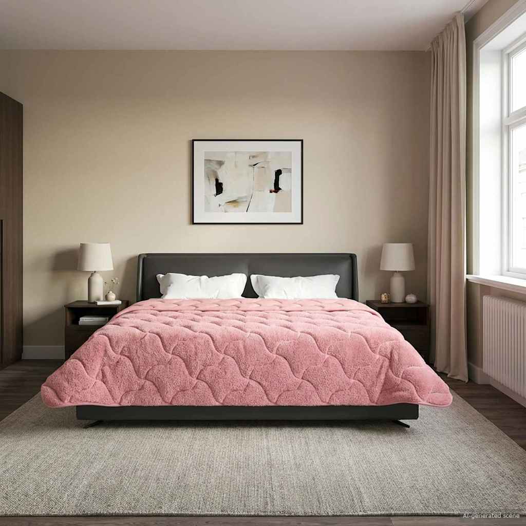 Zimowa Kołdra Różowy 200 x 240 cm Mikrofibra i Fleece Teddy vidaXL