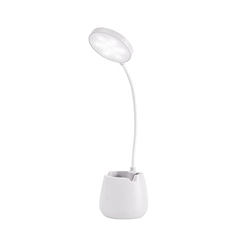 Lampka biurkowa LED, ściemnialna, do czytania, z portem ładowania USB, mała, przyjazna dla oczu lampka biurkowa (biała)